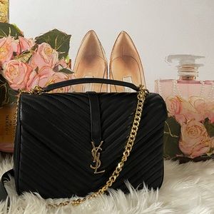 sold YSL Large Collège Top Handle Leather Bag